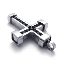 Titanium Kruishanger Met Zwarte Zirkonen