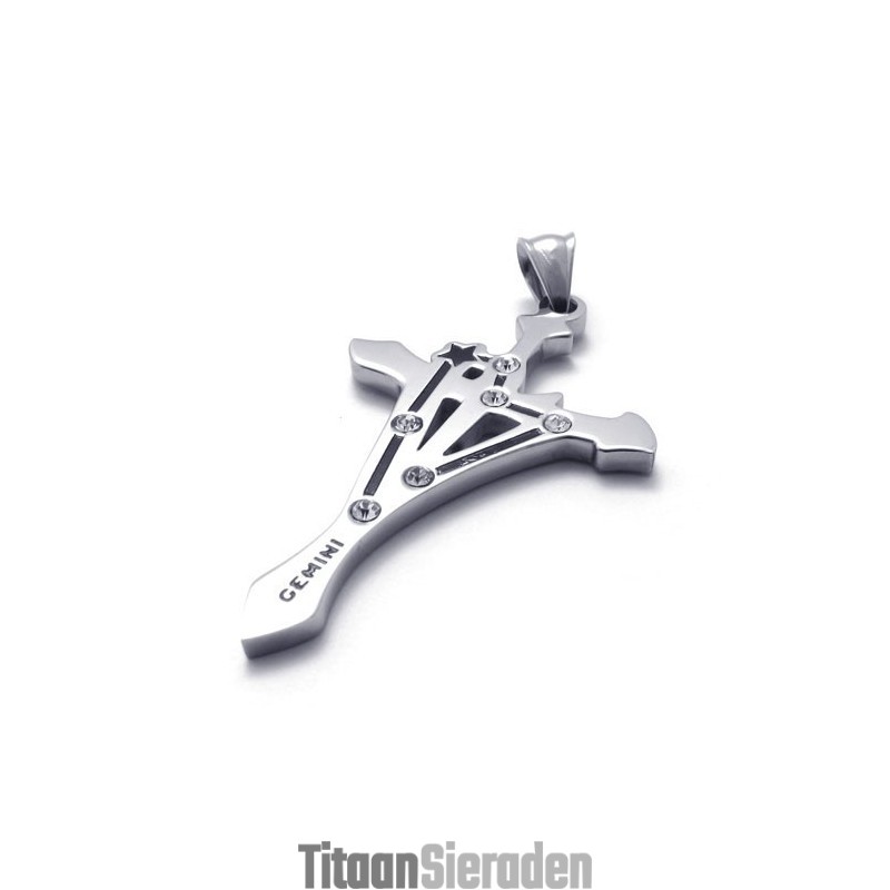 Gemini Titanium Hanger Met Strass Gemini Titanium Hanger Met Strass