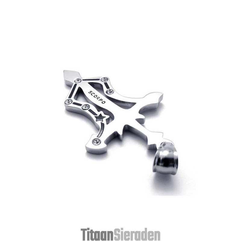 Titanium Schorpioen Hanger Met Strass Titanium Schorpioen Hanger Met Strass