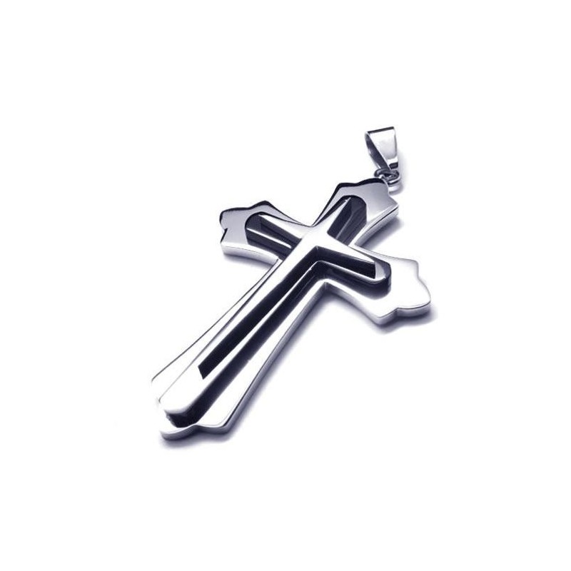 Heren Zwart Zilver Puur Titanium Kruis Ketting Hanger Heren Zwart Zilver Puur Titanium Kruis Ketting Hanger