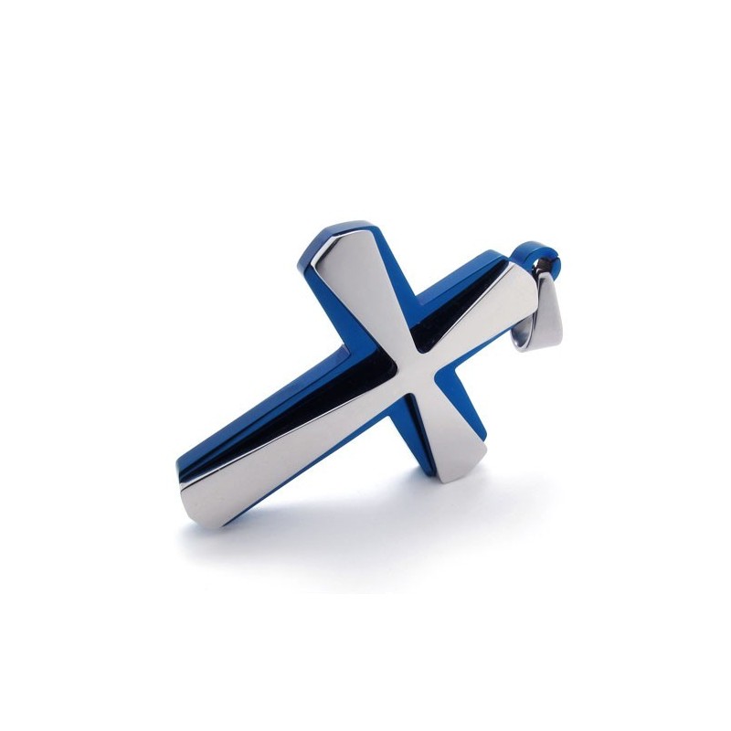 Blauwe En Titanium Kruishanger
