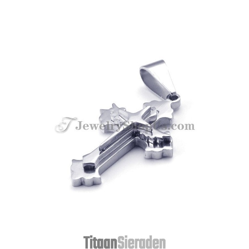 Mode Zwarte En Zilveren Titanium Kruishanger Voor Vrouwen Mode Zwarte En Zilveren Titanium Kruishanger Voor Vrouwen