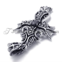 Kruis Titanium Hanger Met Zwarte Zirkoon