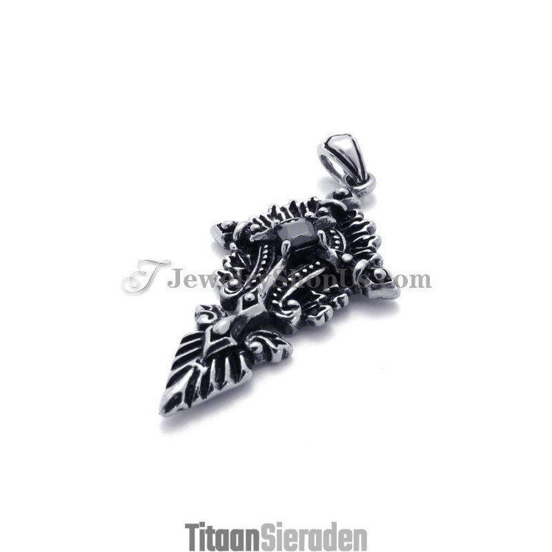 Mode Titanium Hanger Met Zwarte Zirkoon Mode Titanium Hanger Met Zwarte Zirkoon