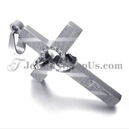 Kruis Titanium Hanger Met Cirkels En Strass Steentjes