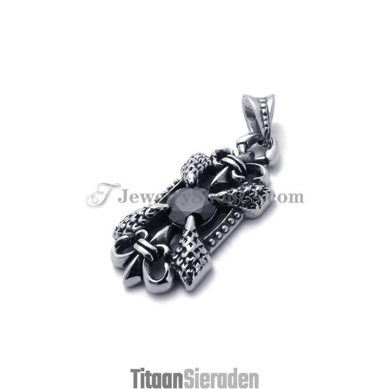 Elegante Titanium Hanger Met Zwarte Zirkoon Elegante Titanium Hanger Met Zwarte Zirkoon