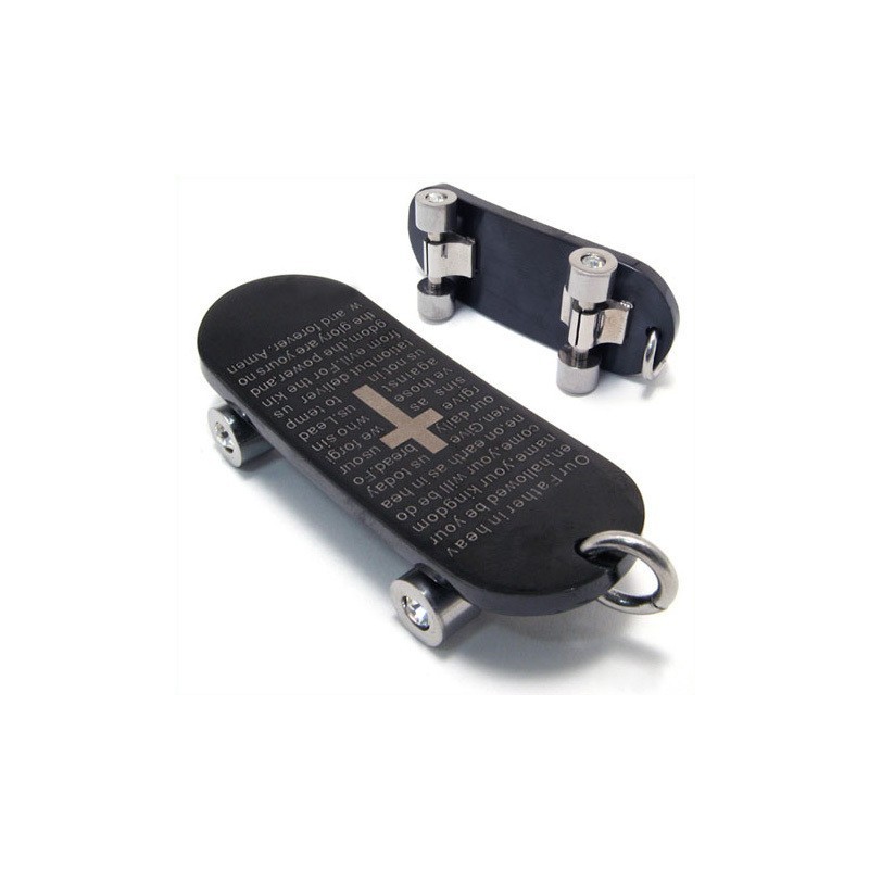 Heren Puur Titanium Skateboard Hanger Kruis Ketting