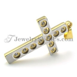 Elegante Gouden Kruistitanium Hanger Met Strass Steentjes