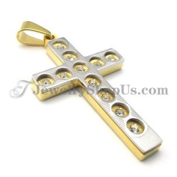 Elegante Gouden Kruistitanium Hanger Met Strass Steentjes