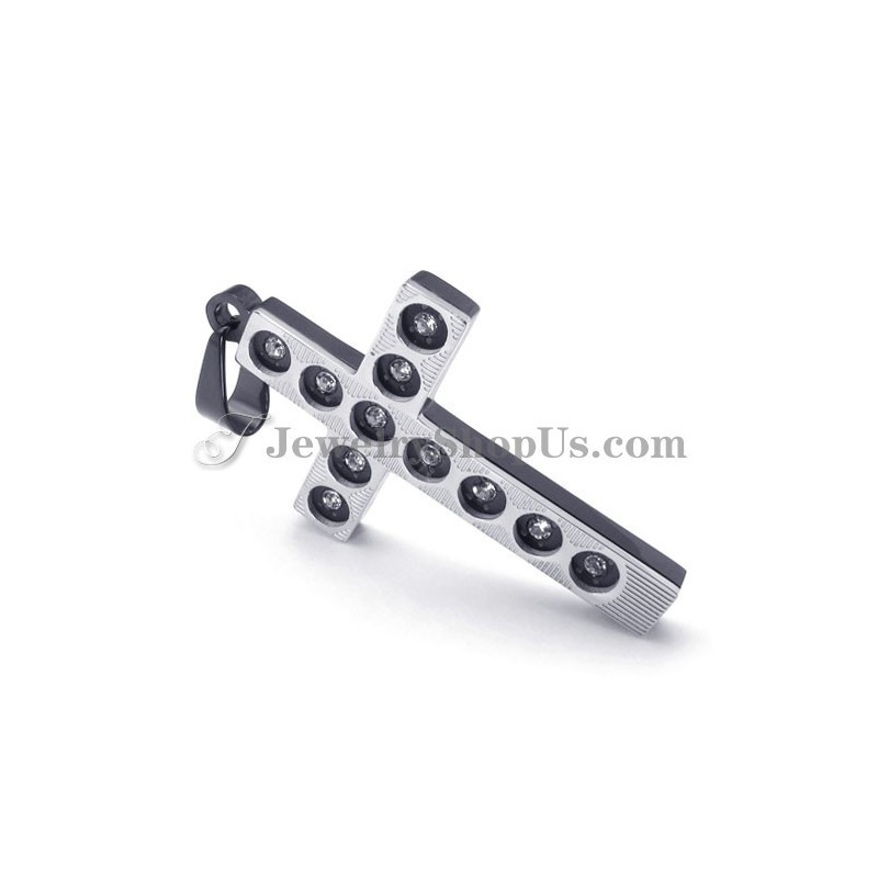 Elegante Zwarte Kruistitanium Hanger Met Strass Steentjes Elegante Zwarte Kruistitanium Hanger Met Strass Steentjes