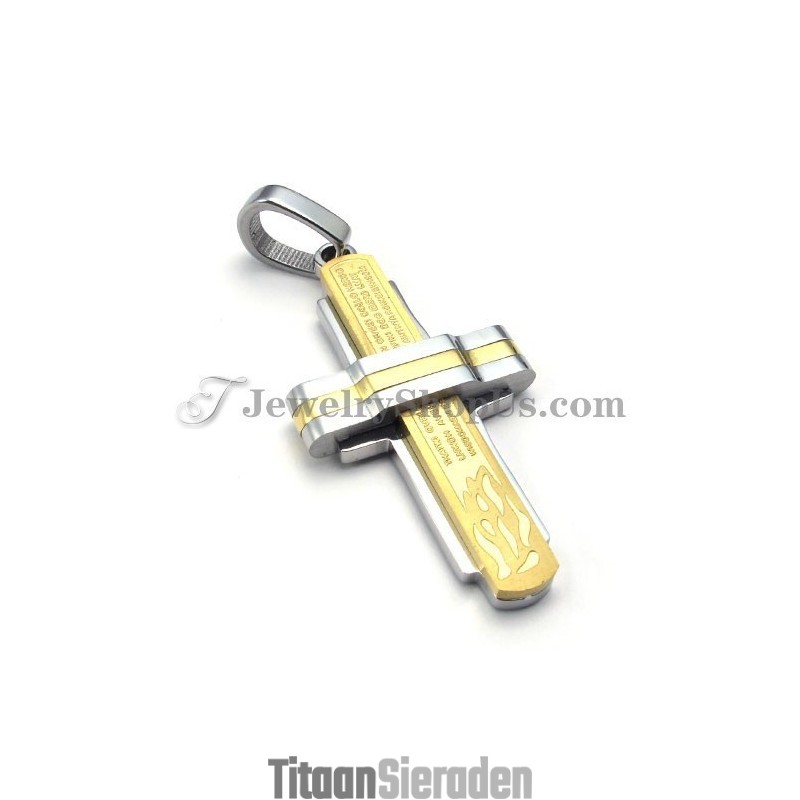 Prachtige Gouden Titanium Kruishanger Prachtige Gouden Titanium Kruishanger