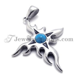 Mode Titanium Hanger Met Blauwe Zirkoon