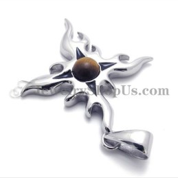 Mode Titanium Hanger Met Bruine Zirkoon