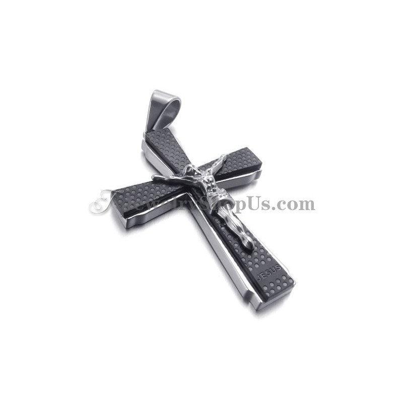 Elegante Titanium Zwarte Cross Of Jusus Hanger Elegante Titanium Zwarte Cross Of Jusus Hanger