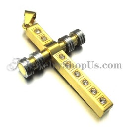 Prachtige Gouden Titanium Kruishanger Met Strass Steentjes