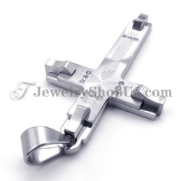Prachtige Titanium Kruishanger Met Strass Steentjes
