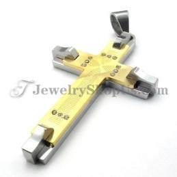 Prachtige Gouden Titanium Kruis-Strass Hanger