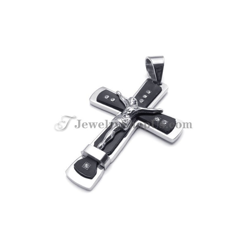 Klassieke Hanger Van Zwart Titanium Met Kruis Van Jezus Klassieke Hanger Van Zwart Titanium Met Kruis Van Jezus