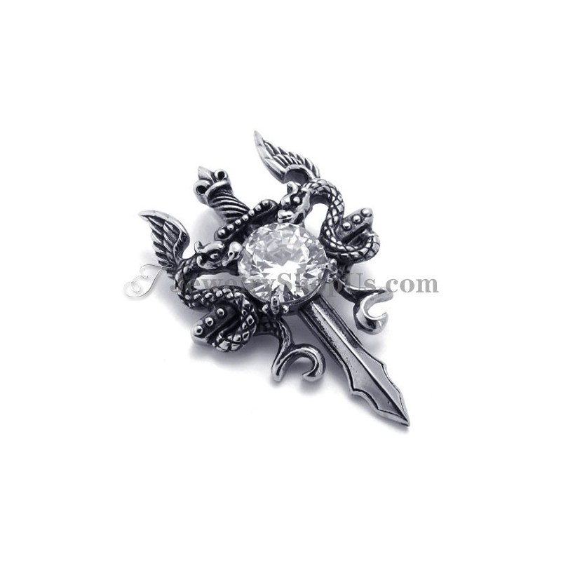 Mode Titanium Zwaardhanger Met Zirkoon Mode Titanium Zwaardhanger Met Zirkoon