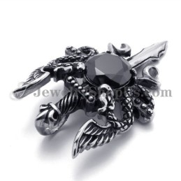 Mode Titanium Zwaardhanger Met Zwarte Zirkoon