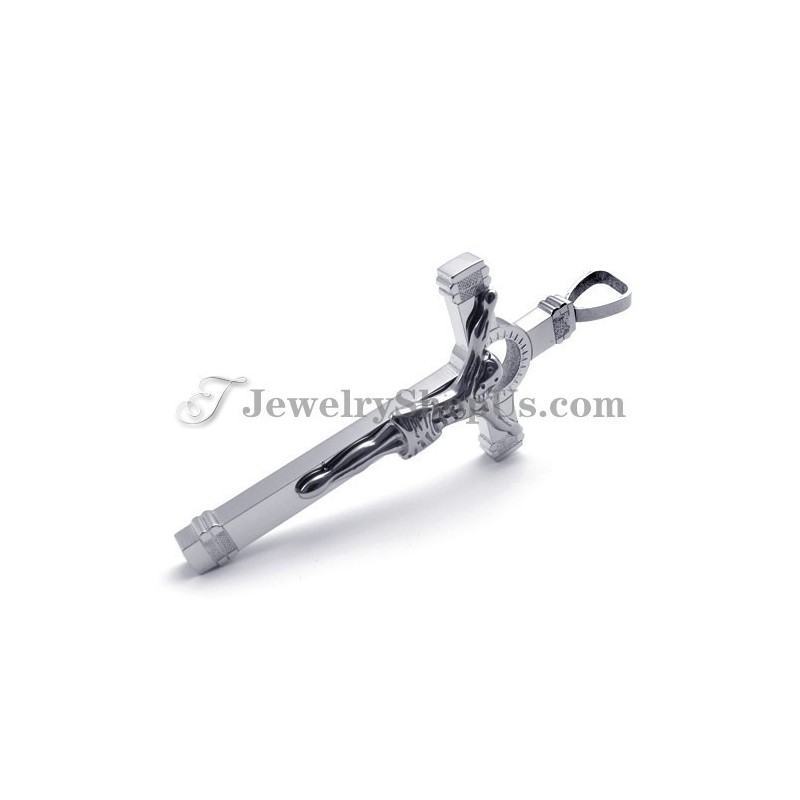 Elegante Zilveren Titanium Jezus Kruis Hanger