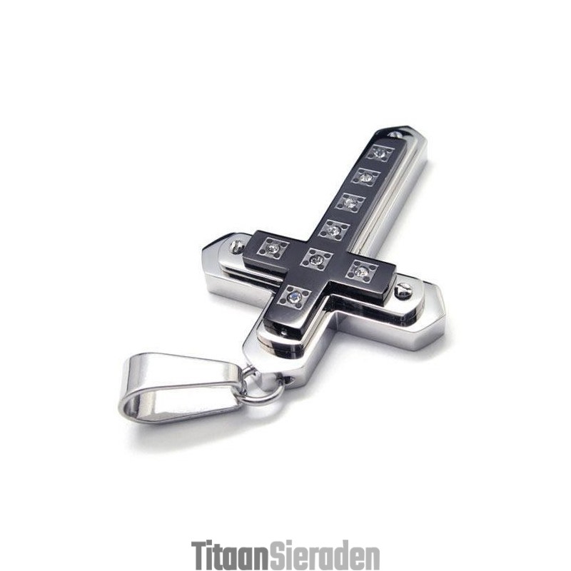 Zwarte, Puur Titanium Kruisketting Voor Heren Zwarte, Puur Titanium Kruisketting Voor Heren