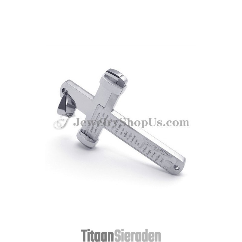 Elegante Titanium Kruishanger Met Strass Elegante Titanium Kruishanger Met Strass