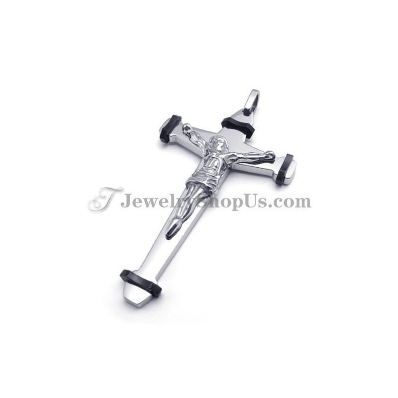 Elegante Zwarte Titanium Jezus Kruis Hanger Elegante Zwarte Titanium Jezus Kruis Hanger