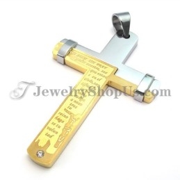 Elegante Gouden Titanium Kruishanger Met Strass