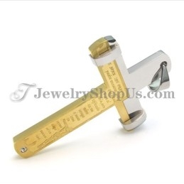 Elegante Gouden Titanium Kruishanger Met Strass