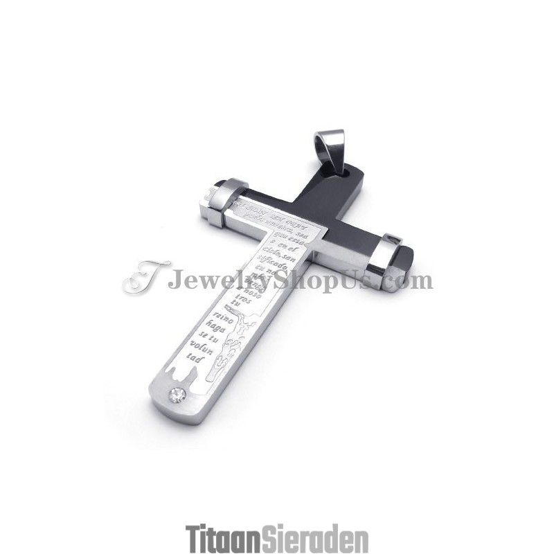 Prachtige Zwarte En Zilveren Titanium Kruishanger Prachtige Zwarte En Zilveren Titanium Kruishanger