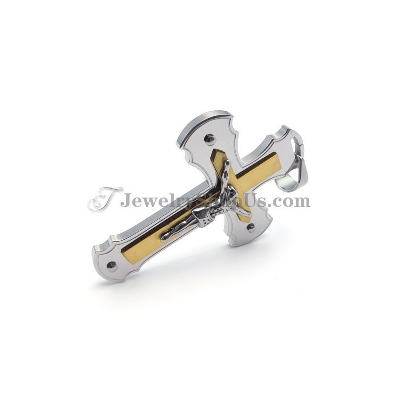 Klassieke Gouden Titanium Jezus Kruis Hanger Klassieke Gouden Titanium Jezus Kruis Hanger