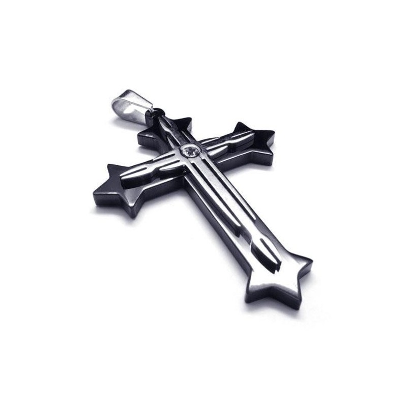 Herenketting Met Zwarte, Pure Titanium Kruishanger (Nieuw)