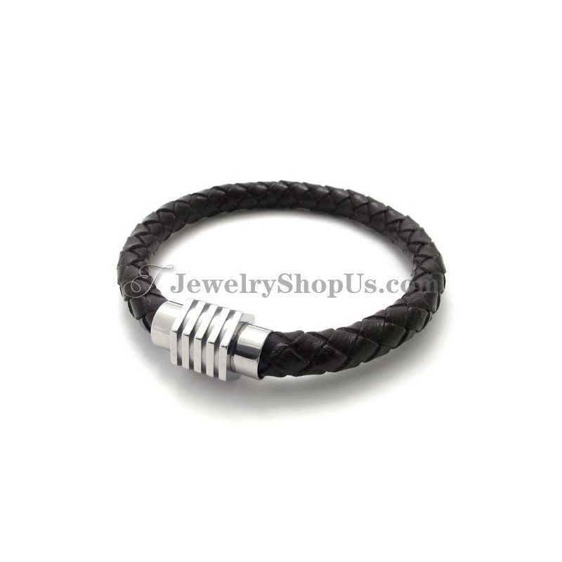Mode Titanium Met Leren Armband Mode Titanium Met Leren Armband
