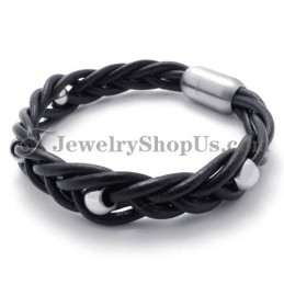 Mode Leer Met Titanium Armband
