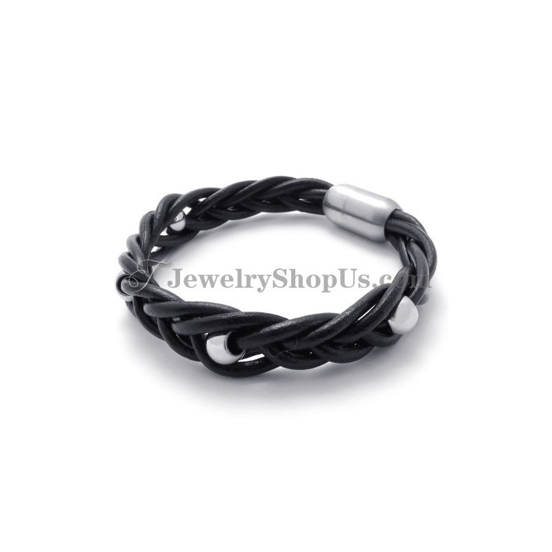 Mode Leer Met Titanium Armband