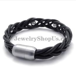 Mode Leer Met Titanium Armband