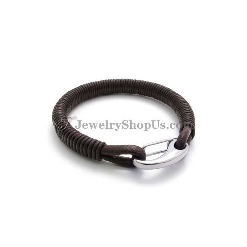 Mode Leren Titanium Armband