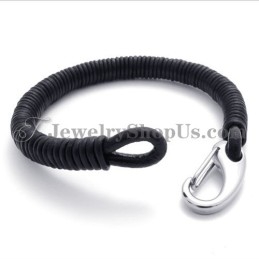 Mode Zwarte Leren Titanium Armband