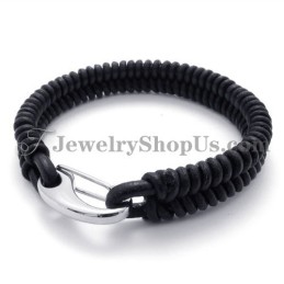 Elegante Leren Titanium Armband
