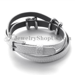 Mode Wit Leer Met Titanium Armband