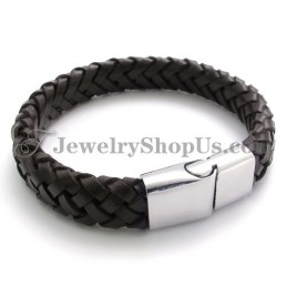 Prachtige Leren Titanium Armband