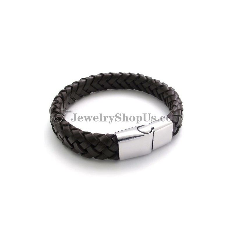 Prachtige Leren Titanium Armband Prachtige Leren Titanium Armband
