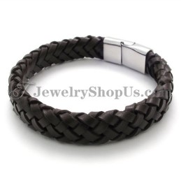 Prachtige Leren Titanium Armband