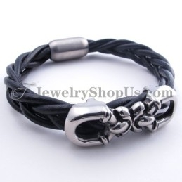 Mode Titanium Leren Armband