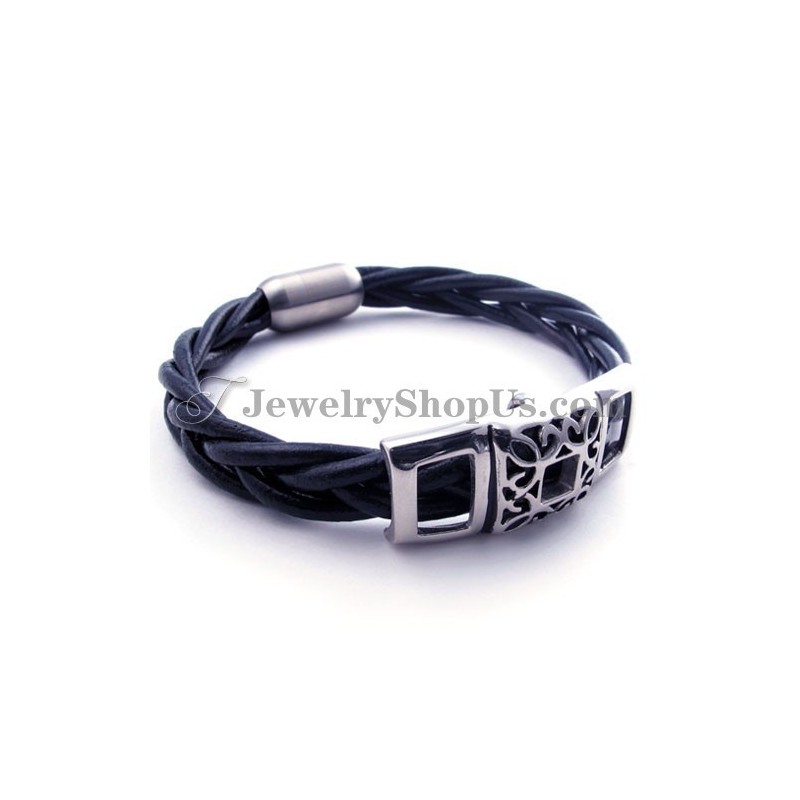 Elegante Titanium Leren Armband Elegante Titanium Leren Armband