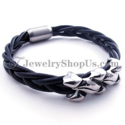 Elegante Leren Titanium Armband