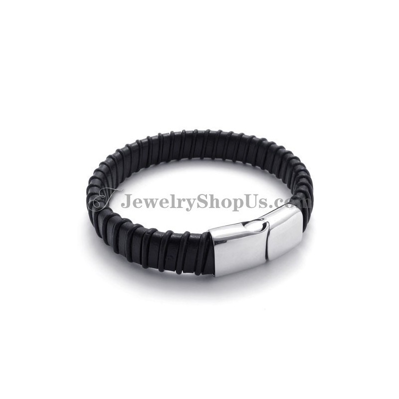Prachtig Zwart Titanium Met Leren Band Prachtig Zwart Titanium Met Leren Band