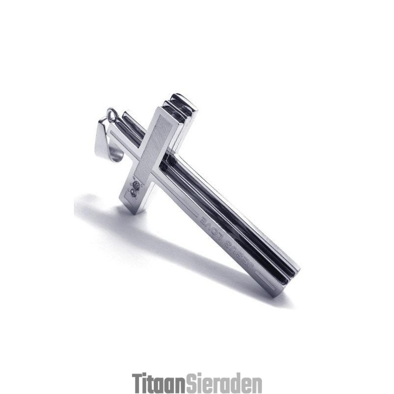 Heren Zilveren Kruishanger Van Puur Titanium (Nieuw) Heren Zilveren Kruishanger Van Puur Titanium (Nieuw)