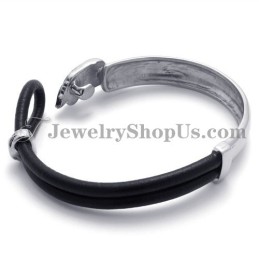 Elegante Leren Armband Met Titanium